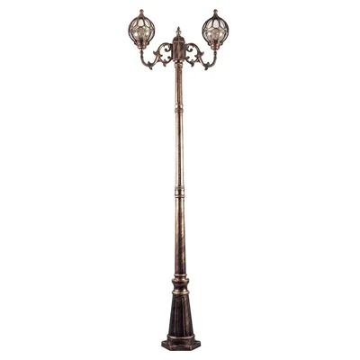 Светильник садово-парковый, 2*60W 230V E27 черное золото, IP44, PL3808