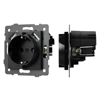 Механизм розетки с USB зарядкой SCT-MUAA-PL-BK-V (250V, 16A) (Arlight, -)