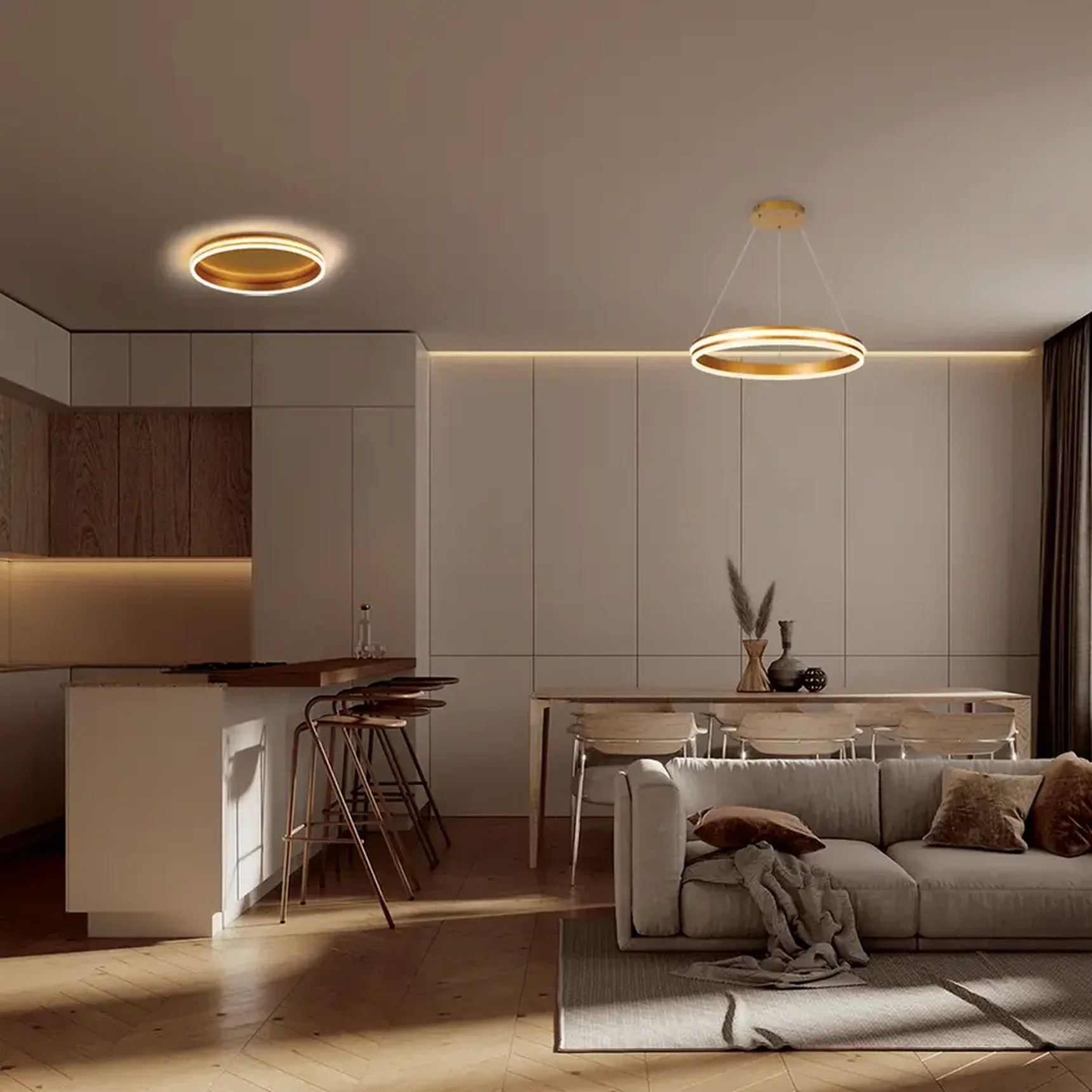 Светильник светодиодный 60W, 4200Lm, 4000K, IP20, золото AL5888 SHINING RING