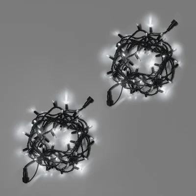 Светодиодная гирлянда INOXHUB Нить 10м, 100 LED, соединяемая, с мерцанием, 220В, IP65, чёрный резиновый провод 2.3мм, БЕЛАЯ