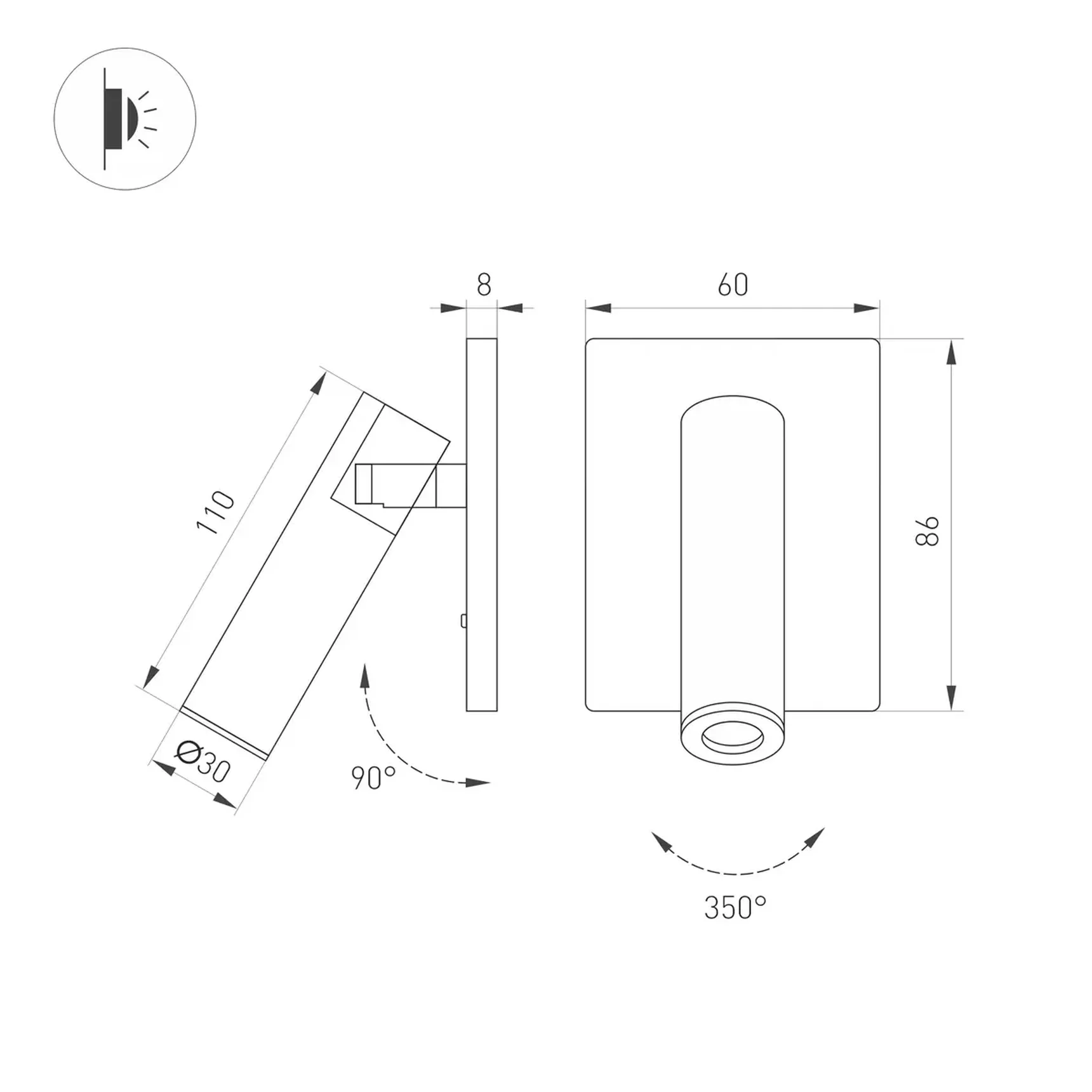 Светильник SP-READER-S60x86-3W Warm3000 (BK, 20 deg, 230V) (Arlight, IP20 Металл, 3 года)