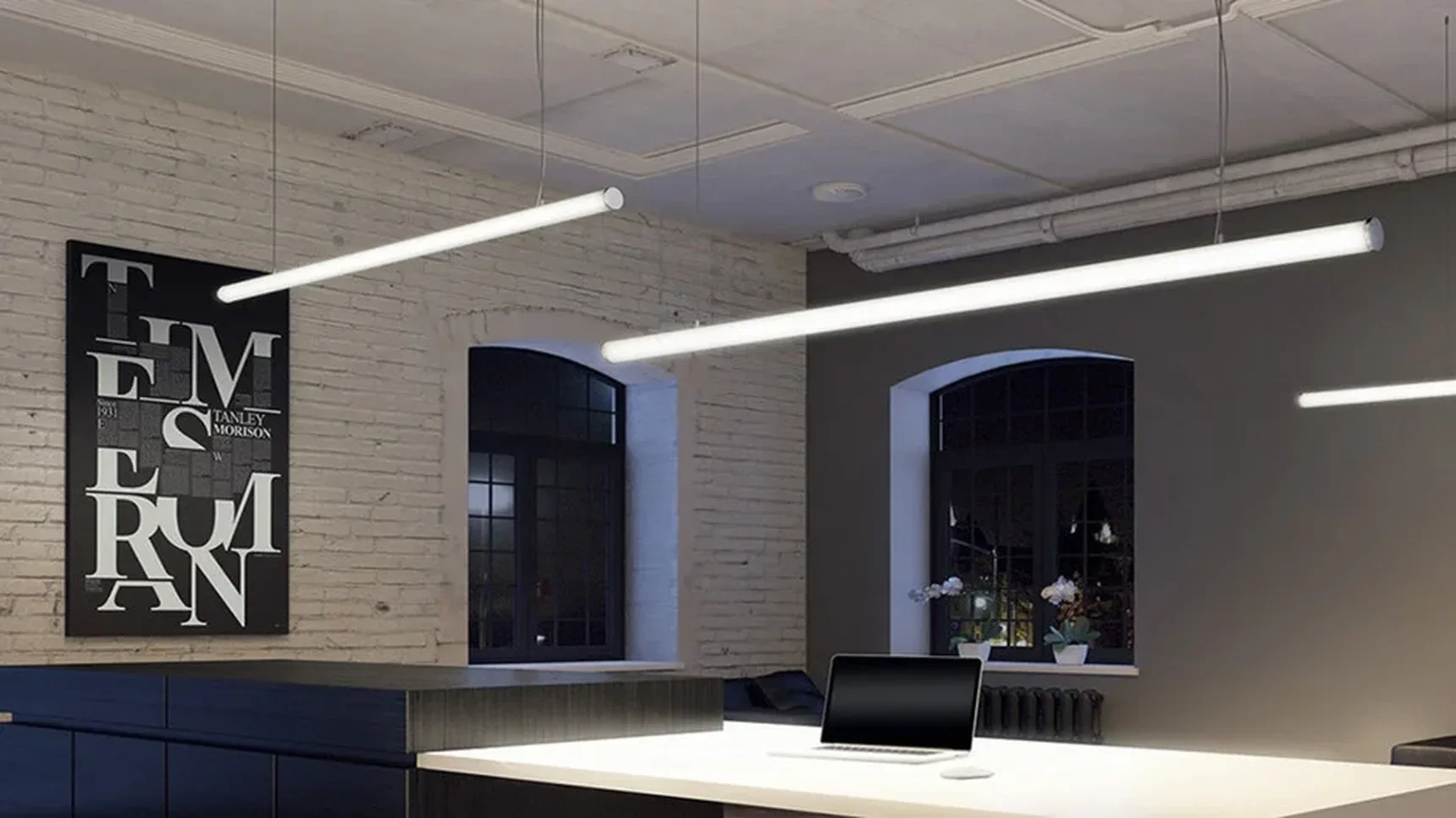 Светильник светодиодный линейный SILED Truba-02 1500хD100 (38 Вт, 3000K, Опал, Подвесной)