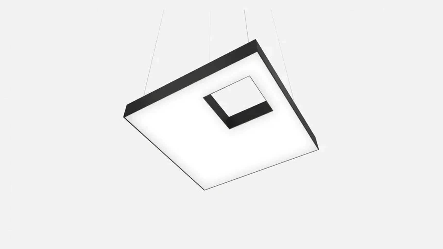 Светильник светодиодный квадрат с отверстием SILED CUADRA-HOLE-04 650х650х100 (55 Вт, 3000K, Черный, Подвесной)