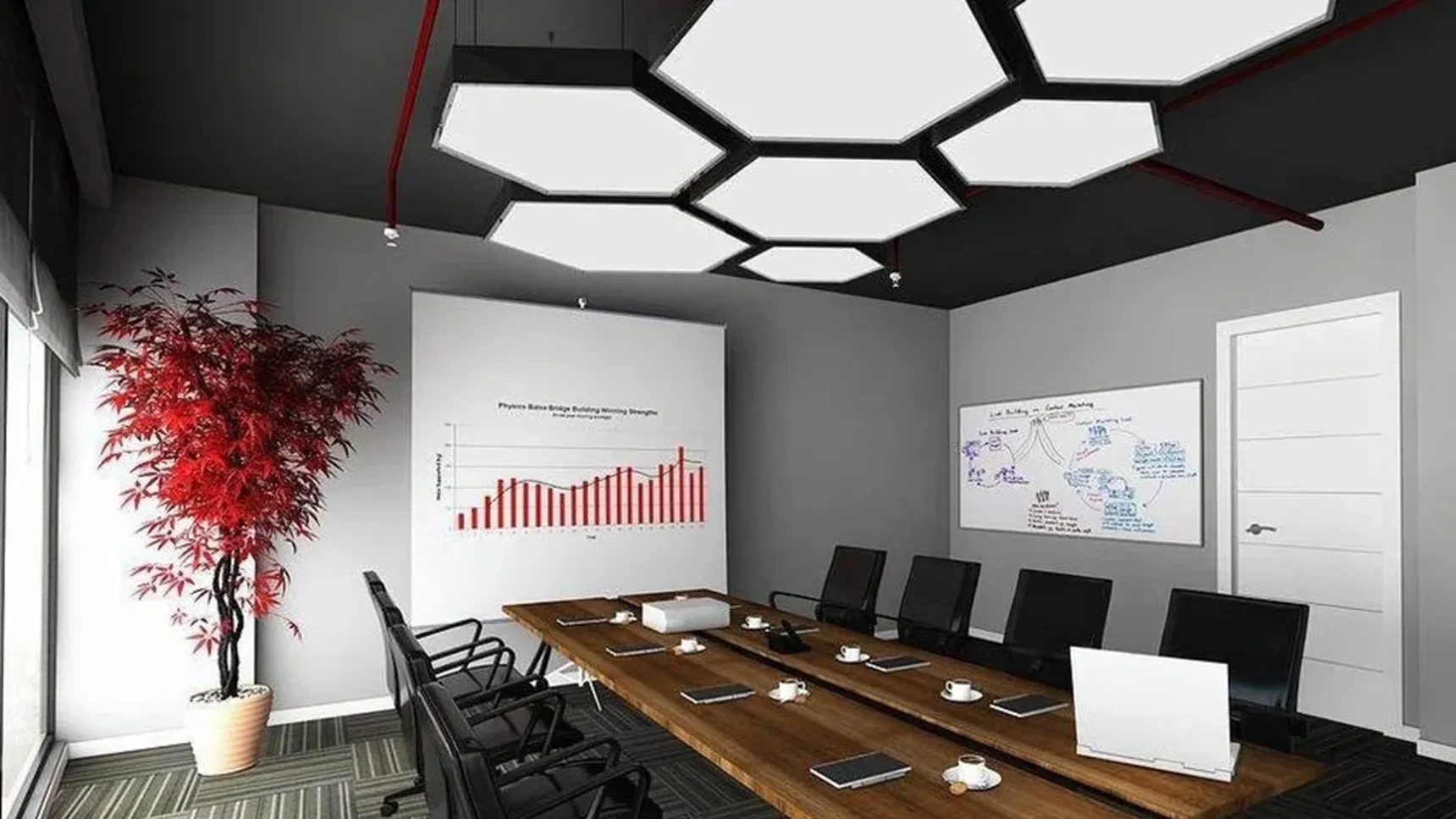 Светильник светодиодный шестиугольник SILED Hexago 400х350х100 (16 Вт, 4000K, Черный, Подвесной)