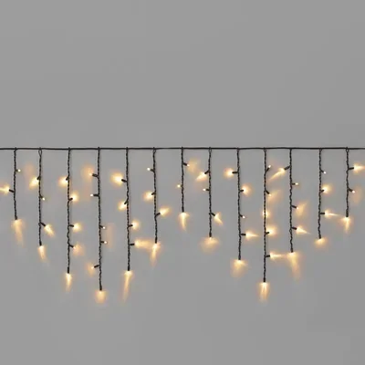 Гирлянда Бахрома INOXHUB 3х0.6м, 108 LED, 220В, IP65, чёрная резина 3.3мм, ТЁПЛАЯ БЕЛАЯ