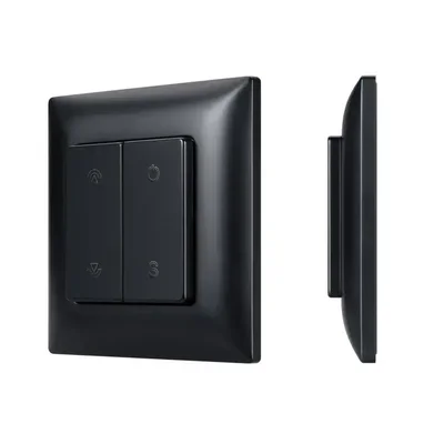 INTELLIGENT ARLIGHT Кнопочная панель SMART-RF-801-22-1G-DIM-SUF Black (3V, 2.4G) (IARL, IP20 Пластик, 5 лет) 059068