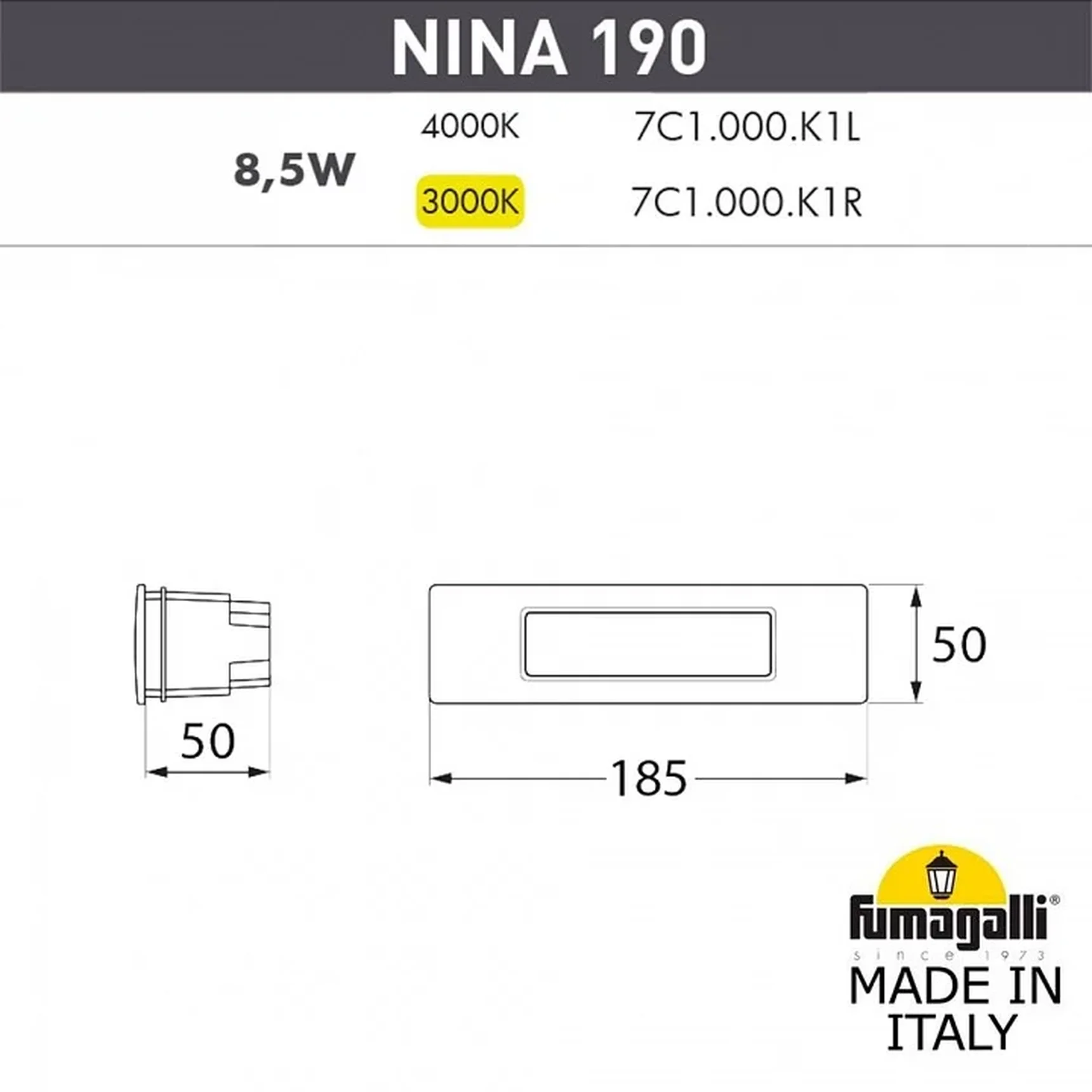 Светильник для подсветки лестниц встраиваемый FUMAGALLI NINA 190 7C1.000.000.BYK1L Античная бронза