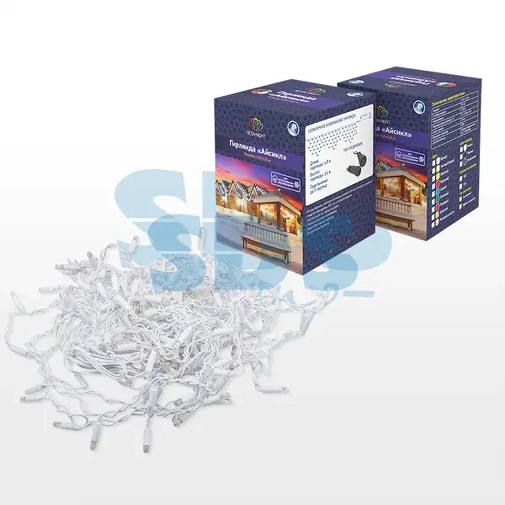 Гирлянда Айсикл (бахрома) светодиодный, 2,4 х 0,6 м, белый провод, 230 В, диоды ТЕПЛЫЙ БЕЛЫЙ, 76 LED