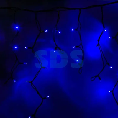 Гирлянда Айсикл (бахрома) светодиодный, 5,6 х 0,9 м, черный провод КАУЧУК, 230 В, диоды синие, 240 LED NEON-NIGHT