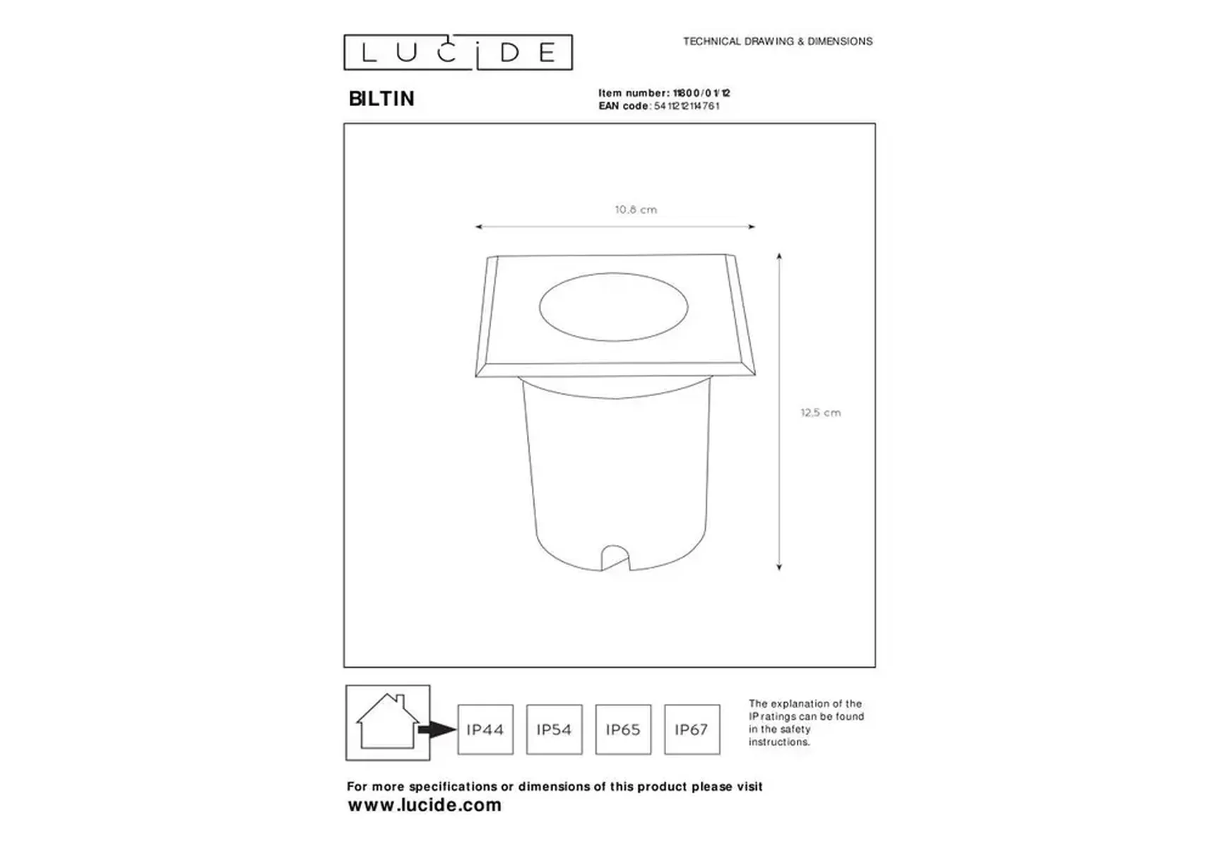 Ландшафтный светильник Lucide Biltin 11800/01/12