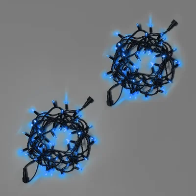 Светодиодная гирлянда INOXHUB Нить 10м, 100 LED, соединяемая, 220В, IP65, чёрный резиновый провод 2.3мм, СИНЯЯ