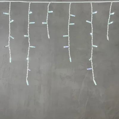 Гирлянда Бахрома 3,1 x 0,5 м Белая с Мерцанием Белого Диода 220В, 120 LED, Провод Белый Каучук, IP65