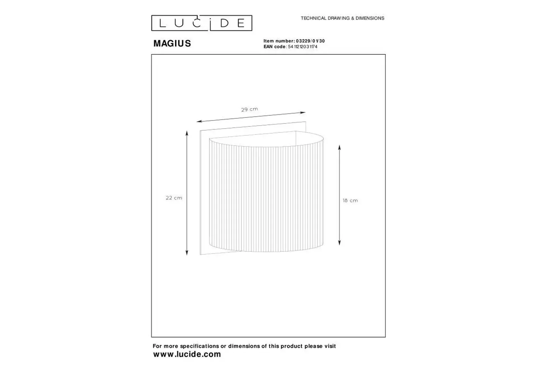 Настенный светильник Lucide Magius 03229/01/30