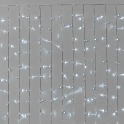 Гирлянда Занавес INOXHUB 2х1.5м Облегчённый, 300 LED, 220В, IP65, прозрачный провод, БЕЛЫЙ