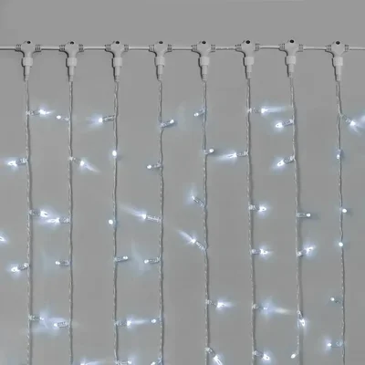 Гирлянда Занавес INOXHUB 2х3м, 600 LED, 220В, IP65, прозрачный провод 2.3мм, БЕЛЫЙ