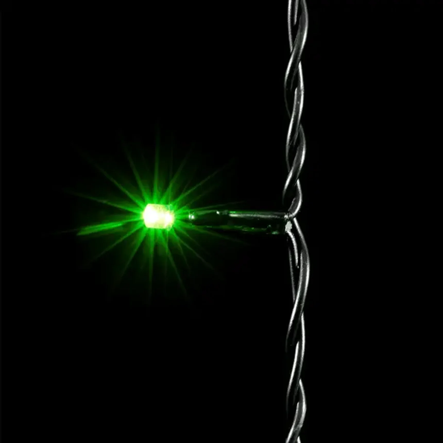 Гирлянда Нить 10м Зеленая 24В, 100 LED, Провод Черный ПВХ, IP54