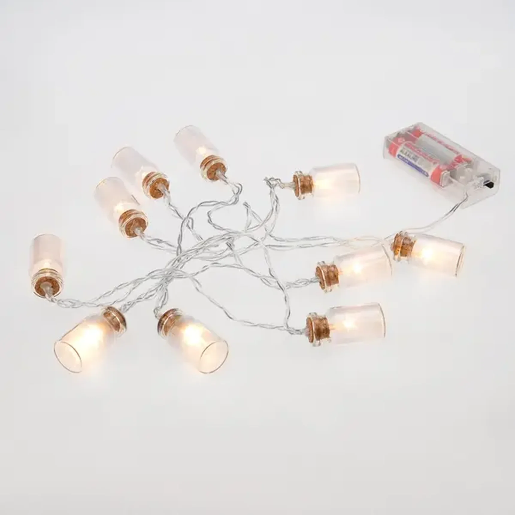 Гирлянда светодиодная Баночки 1,5 м, 10 LED, прозрачный ПВХ, цвет свечения теплый белый, 2 х АА (батарейки не в комплекте) NEON-NIGHT