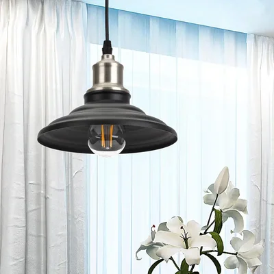 Светильник подвесной (подвес) ЭРА PL4 BK/BN металл,E27,max 60W,высота плафона 130мм,подвеса 800мм,черный/темный никель