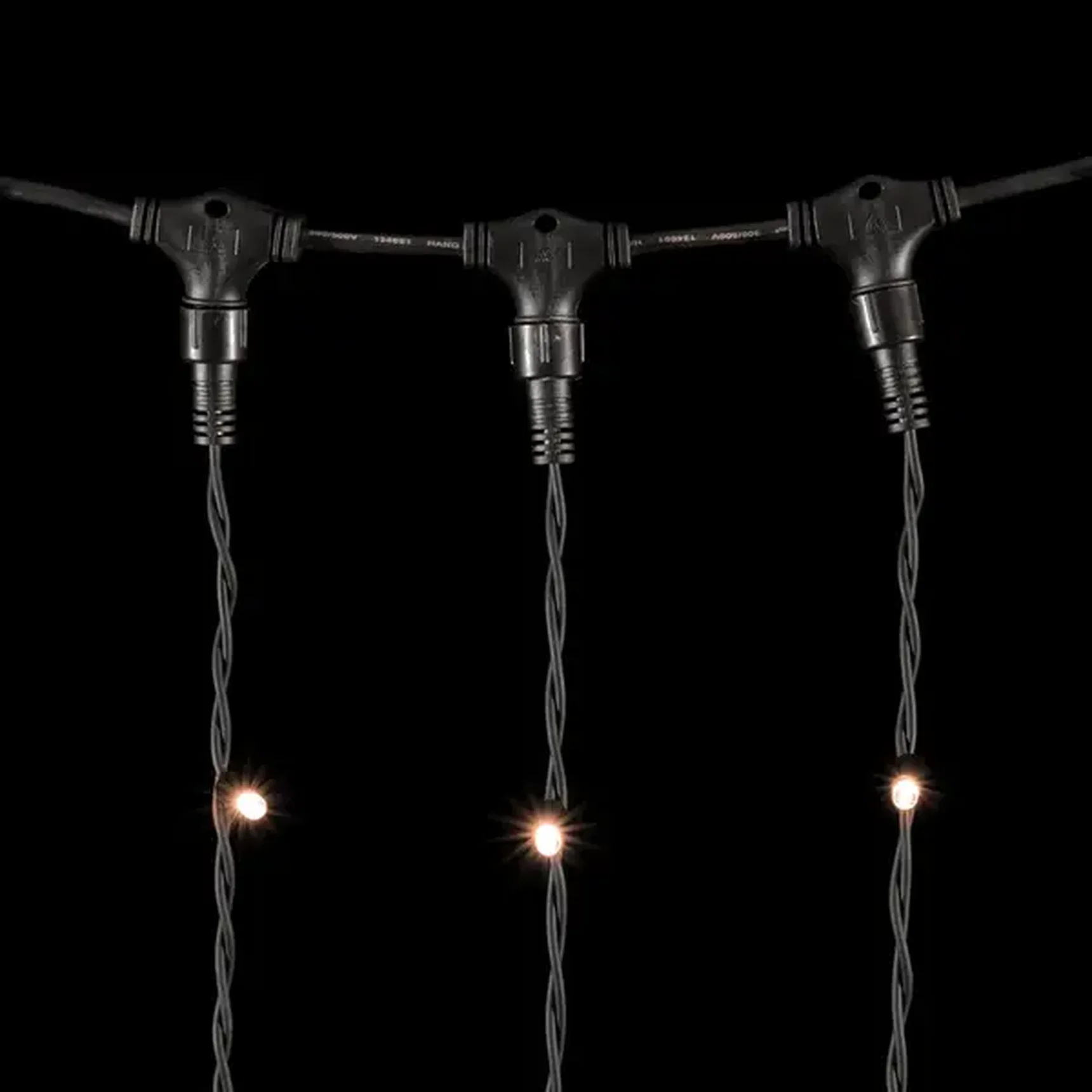 Гирлянда Занавес 2 x 3 м Экстра Тепло-Белый 220В, 600 LED, Провод Черный Каучук, IP65