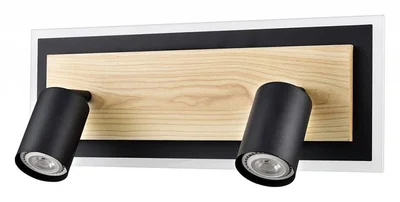 8025/19WL LEDIO LN24 черный/дерево, металл/МДФ Настенный светильник LED GU10 2*10W + LED 19W 220V PINE