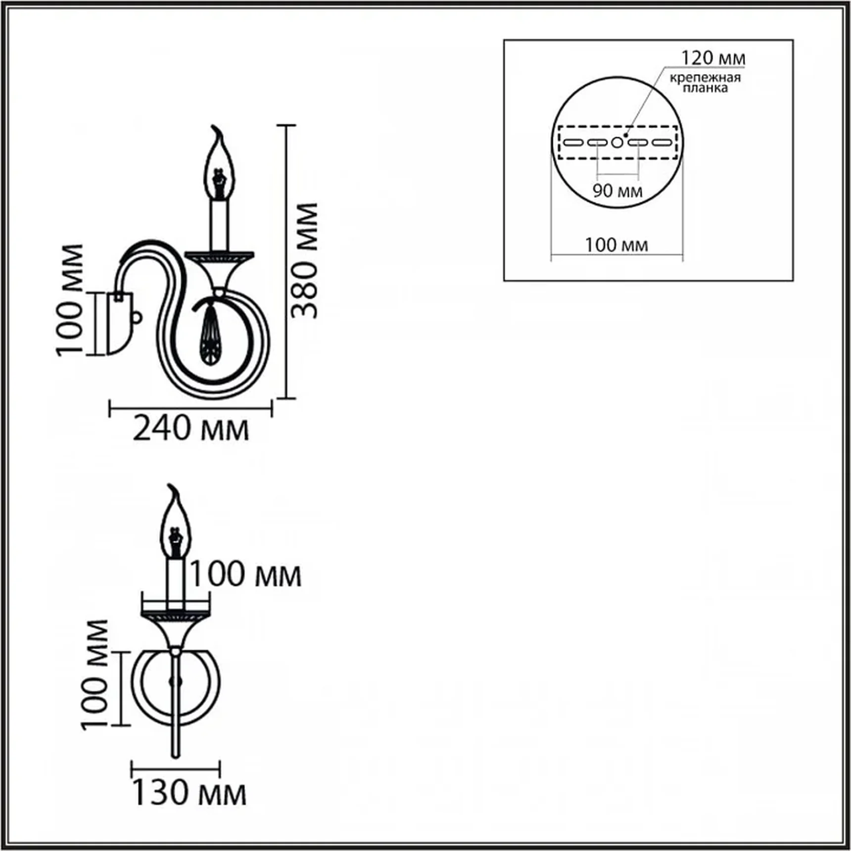 8032/1W CLASSI LN26 металл/хрусталь, хром/прозрачный Бра E14 1*40W 220V LAOKA