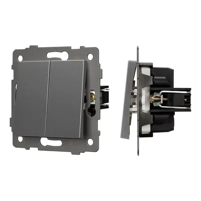 Механизм выключателя двухклавишный проходной SWT-MKP2-PL-GR-V (250V, 10A) (Arlight, -)