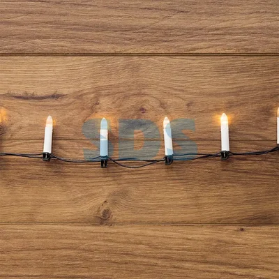 Гирлянда "Свечи" 10м, темно-зеленый ПВХ, 50 LED ТЕПЛЫЙ БЕЛЫЙ