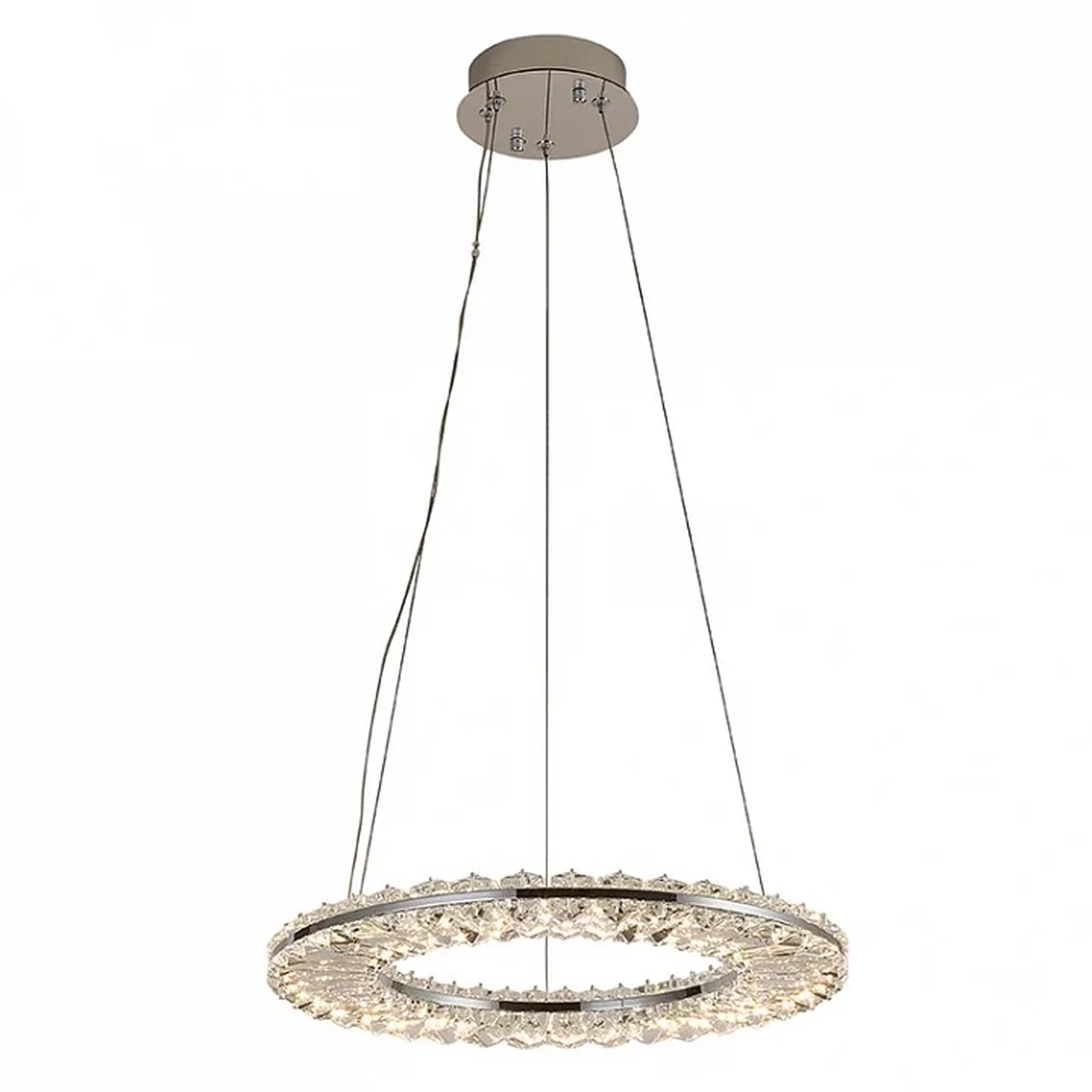 NEWPORT 8240 8241/400 chrome, Подвесной светильник, Chrome Сlear crystal D40*H3,3/250 см LED strip 27W 3100K 2970Lm
