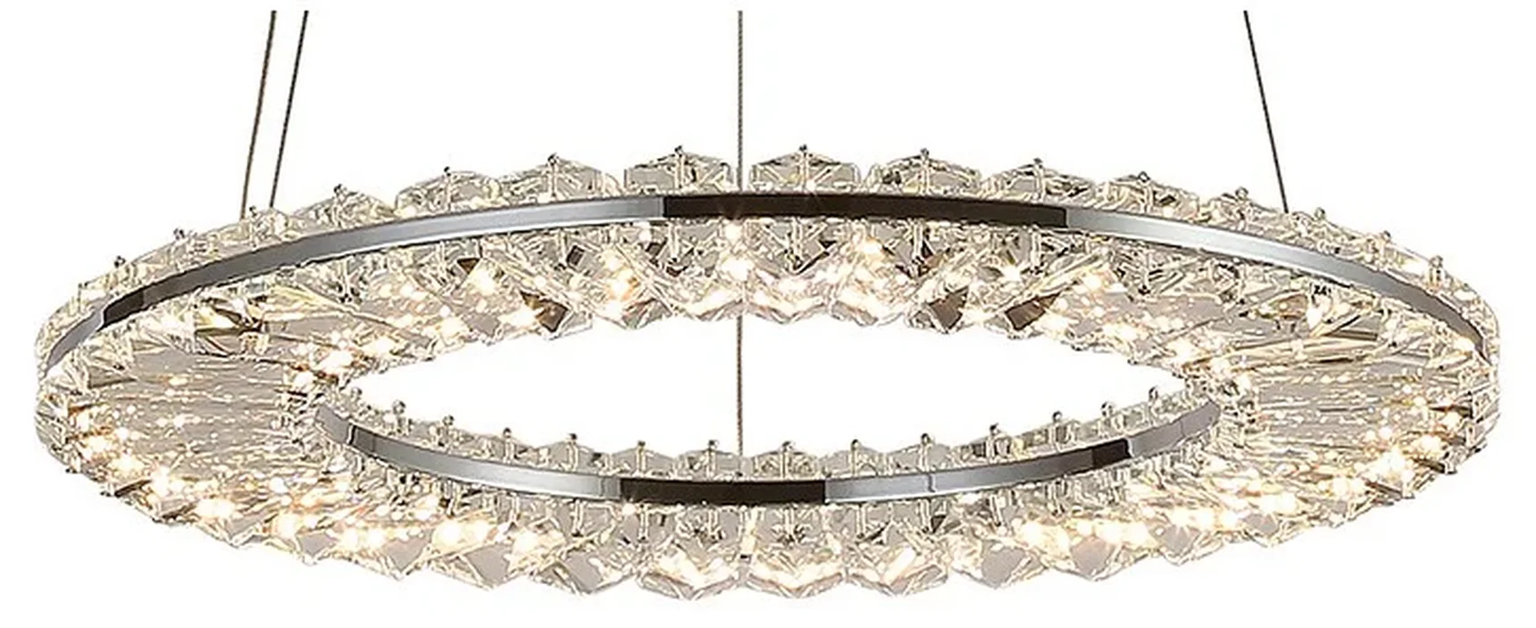 NEWPORT 8240 8241/400 chrome, Подвесной светильник, Chrome Сlear crystal D40*H3,3/250 см LED strip 27W 3100K 2970Lm
