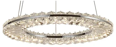 NEWPORT 8240 8241/400 chrome, Подвесной светильник, Chrome Сlear crystal D40*H3,3/250 см LED strip 27W 3100K 2970Lm