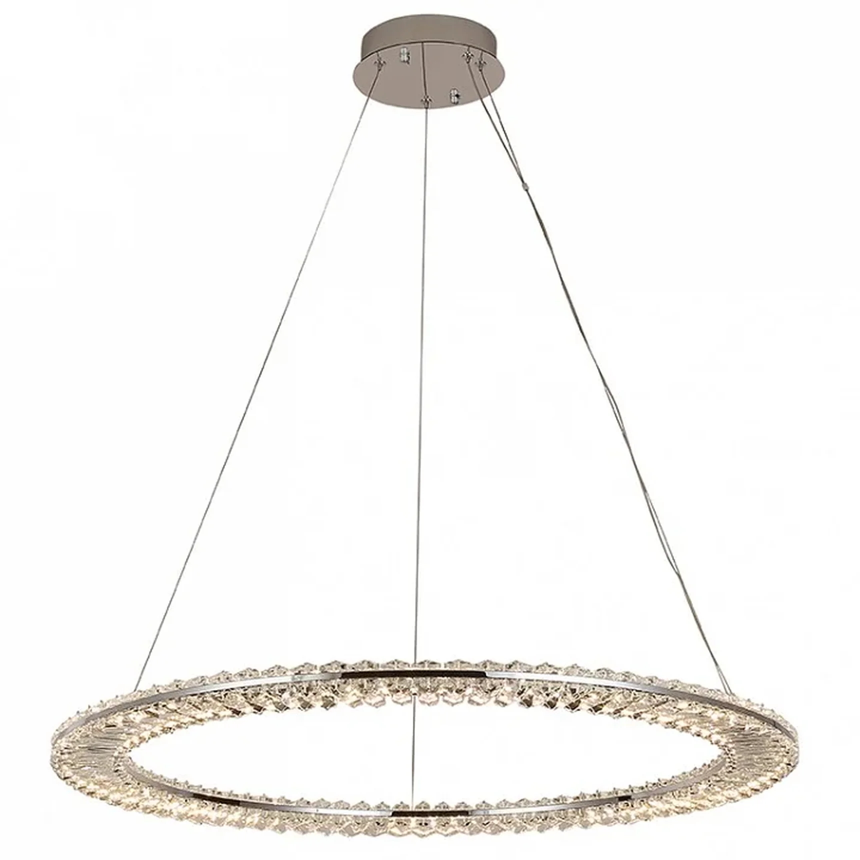 NEWPORT 8240 8241/800 chrome, Подвесной светильник, Chrome Сlear crystal D80*H3,3/250 см LED strip 60W 3100K 6600Lm