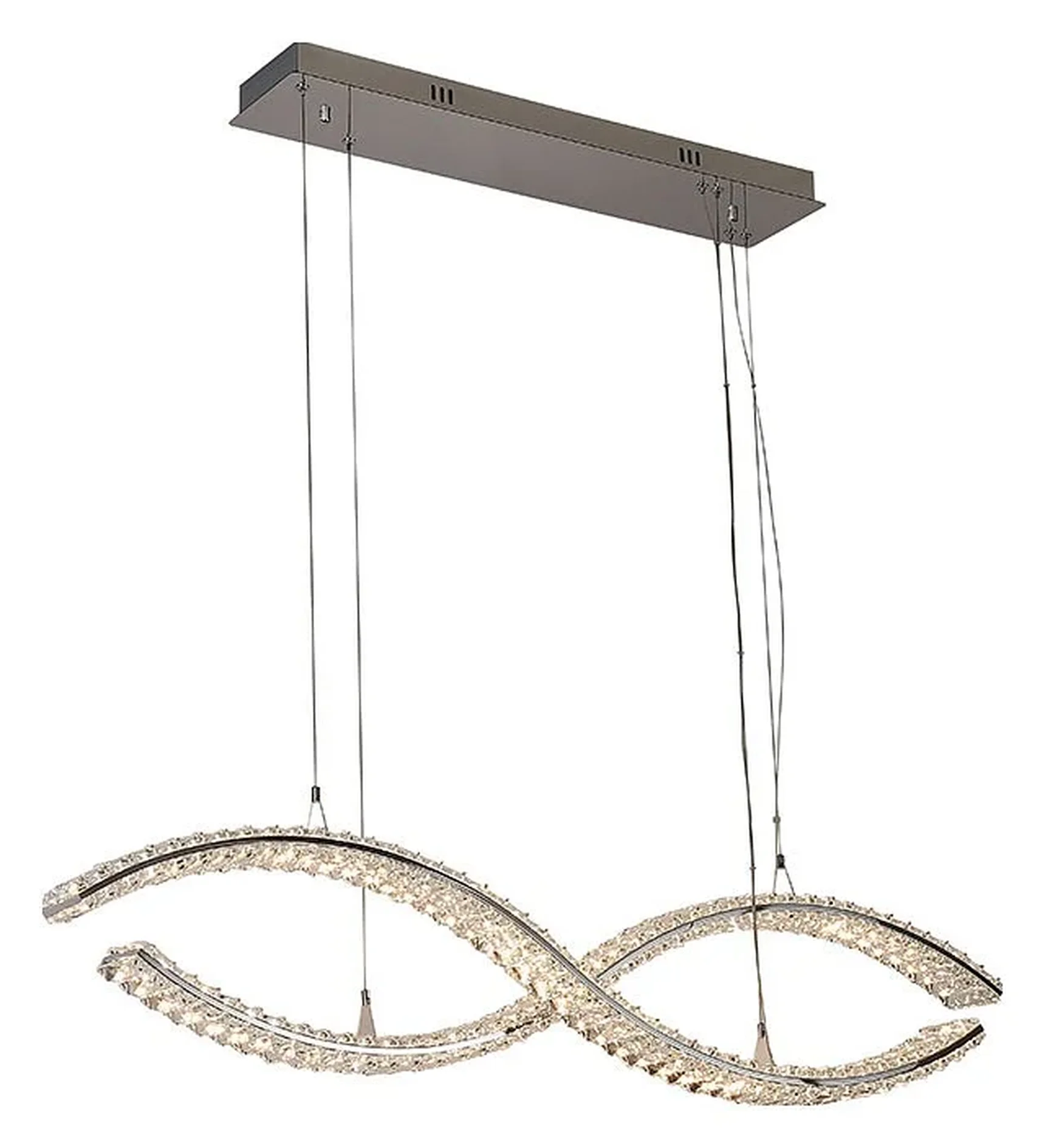 NEWPORT 8240 8242/110 chrome, Подвесной светильник, Chrome Сlear crystal L110*16*H20.5/250 cm LED strip 55W 3100K 6050Lm