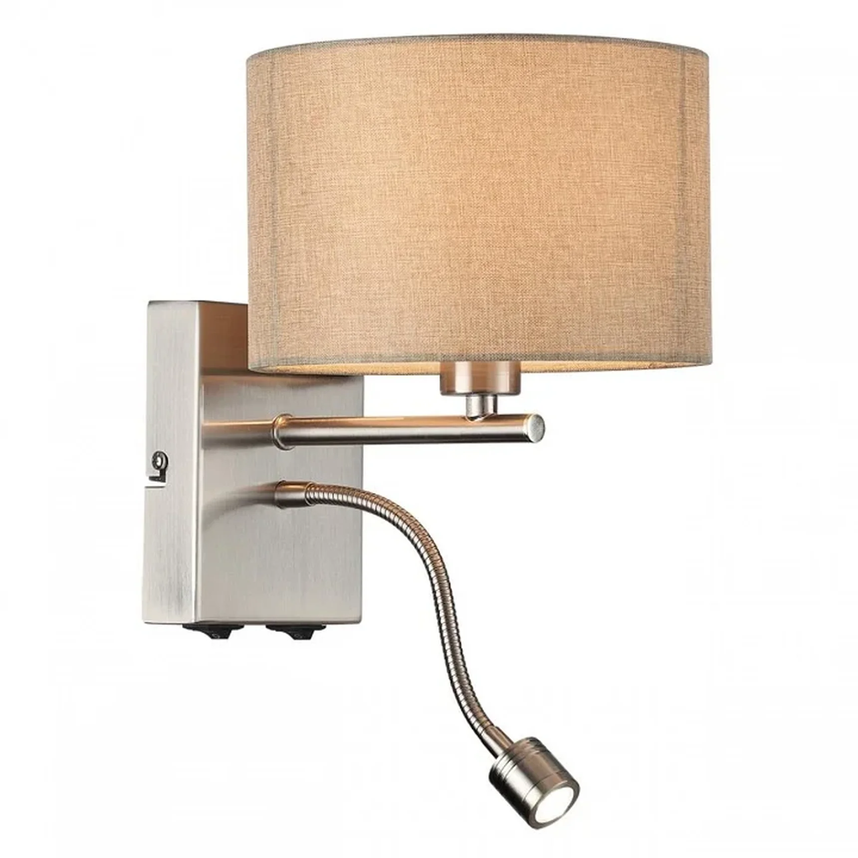 8250/2W MODERNI LN25 000 никель/бежевый, металл/текстиль бра Е14 40W+ LED 3W 4000K 220V NIKKI