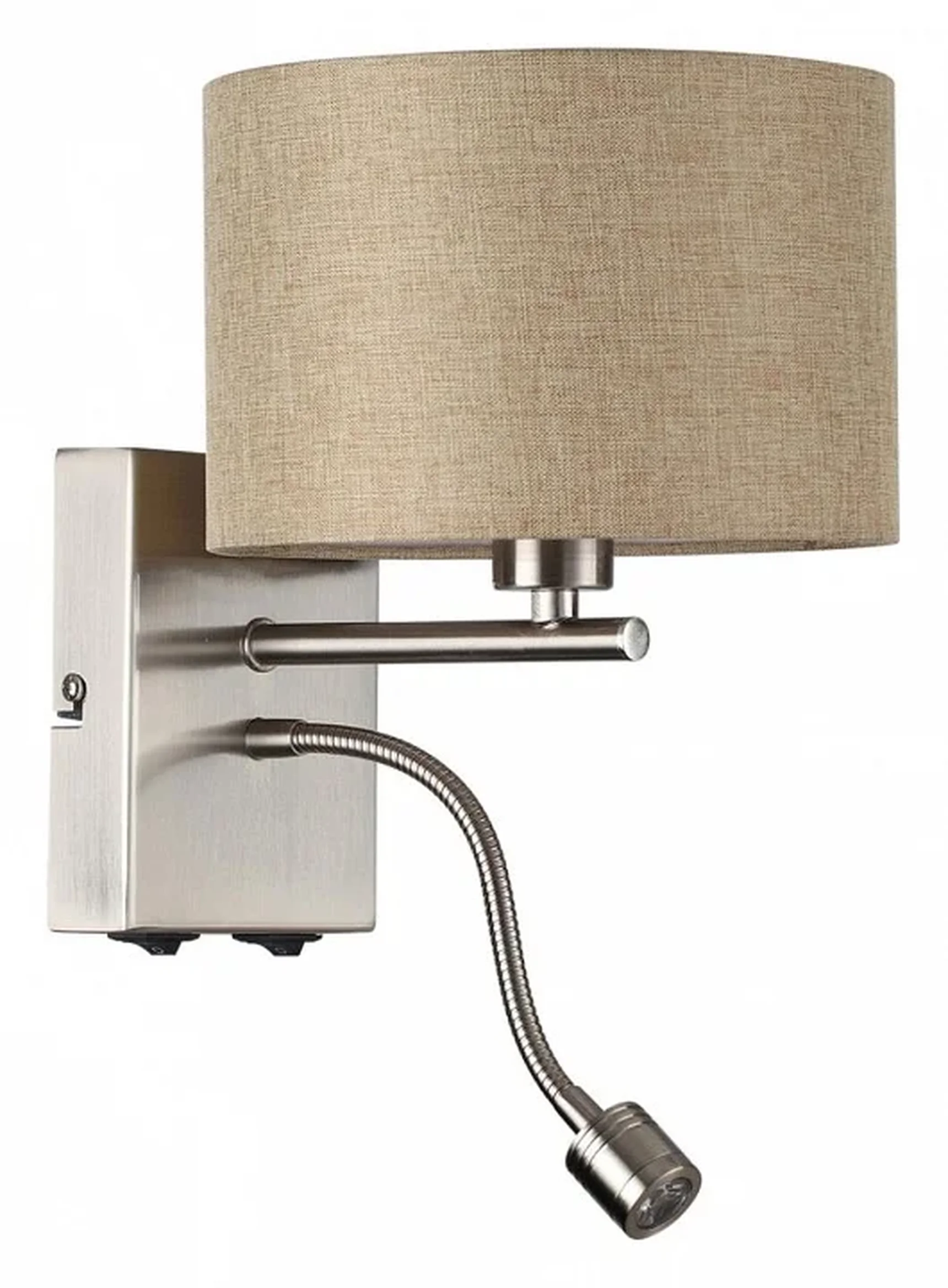 8250/2W MODERNI LN25 000 никель/бежевый, металл/текстиль бра Е14 40W+ LED 3W 4000K 220V NIKKI