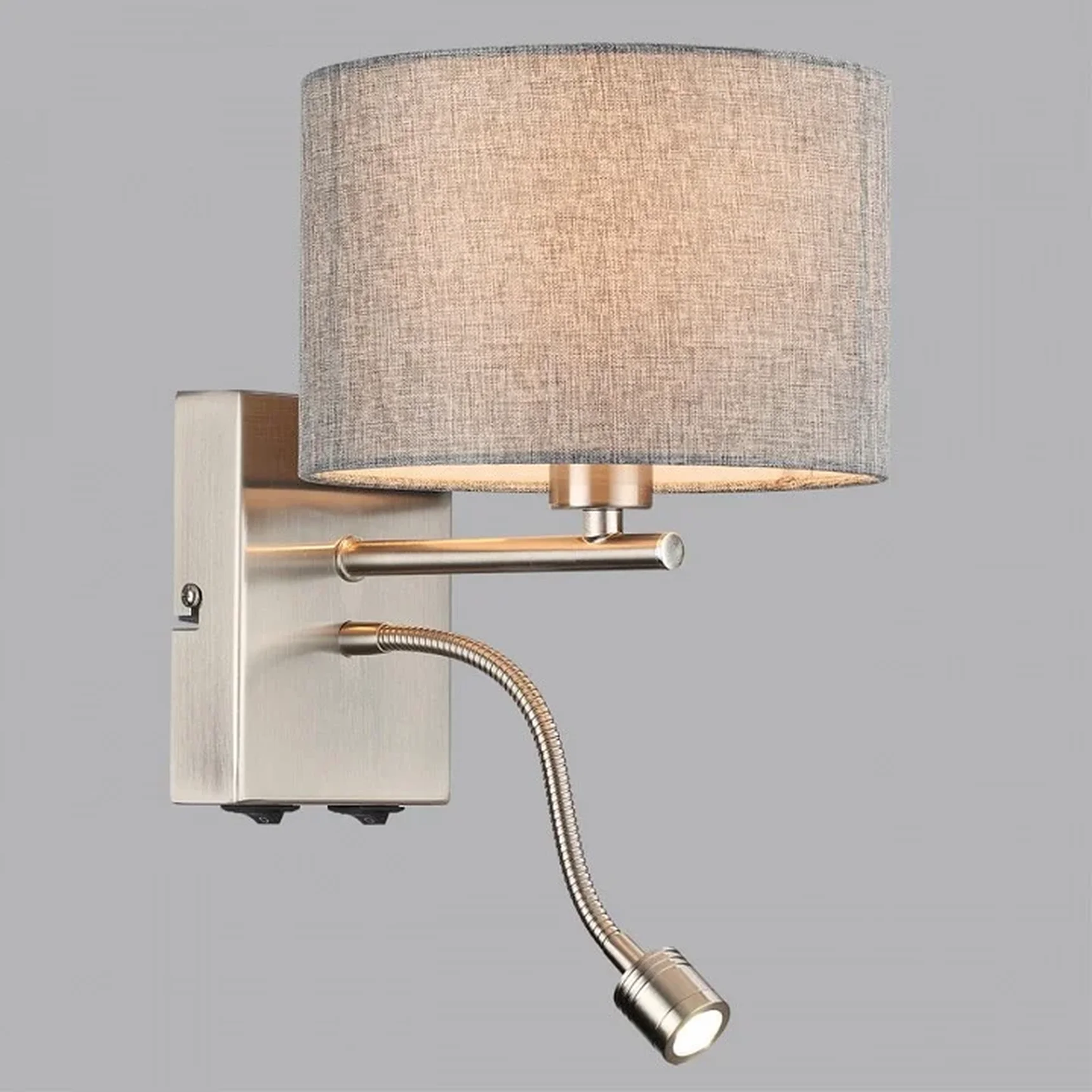 8251/2W MODERNI LN25 000 никель/серый, металл/текстиль бра Е14 40W + LED 3W 4000K 220V NIKKI