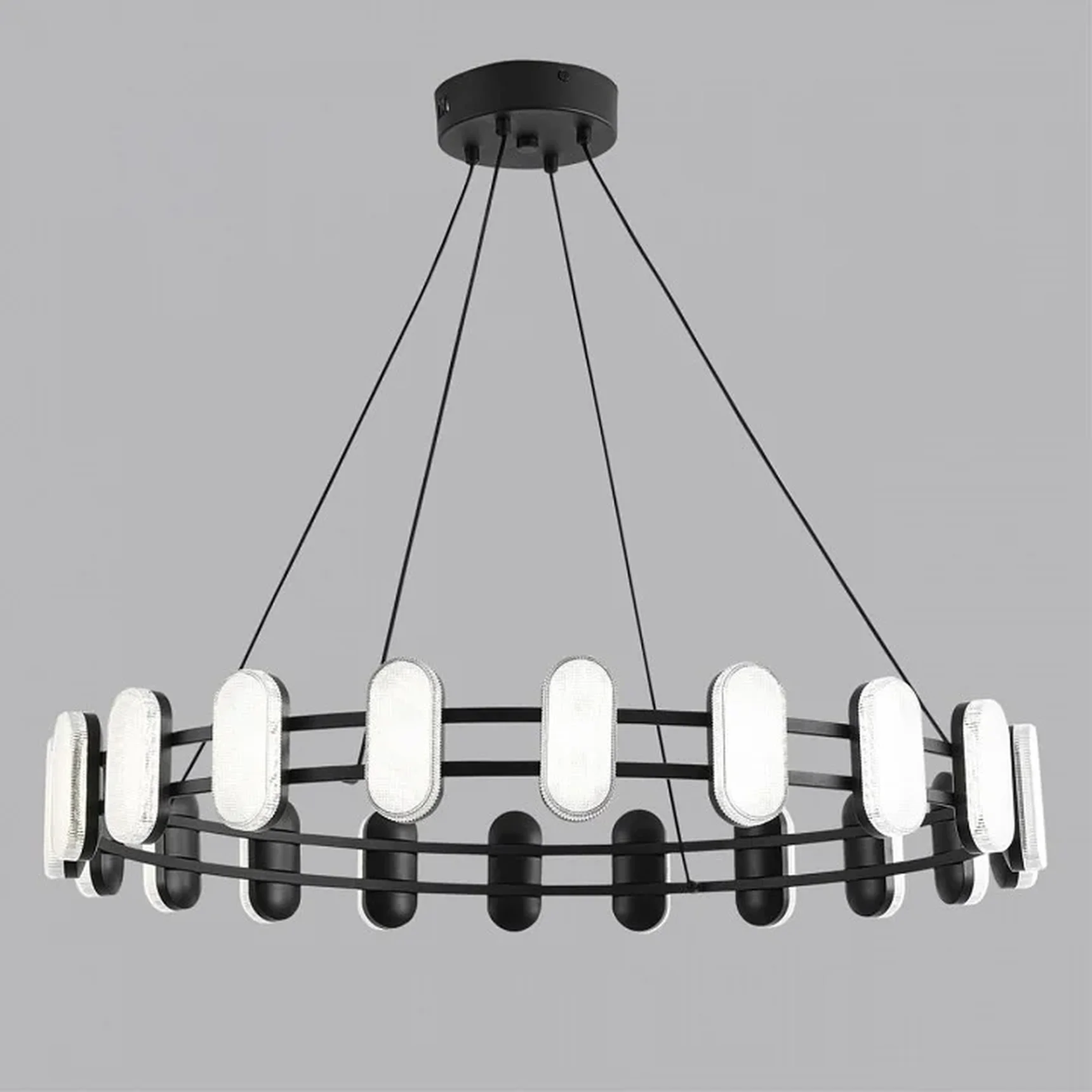 8342/40L LEDIO LN черный/белый металл/акрил Люстра подвесная LED 40W 4000K 220V OVELA