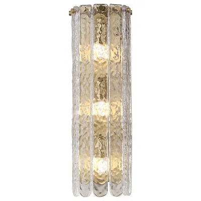 NEWPORT 8370 8373/А brass , Бра, Brass Clear grooved glass with round end L12*H38*SP 8.5 cm G9 3*40W