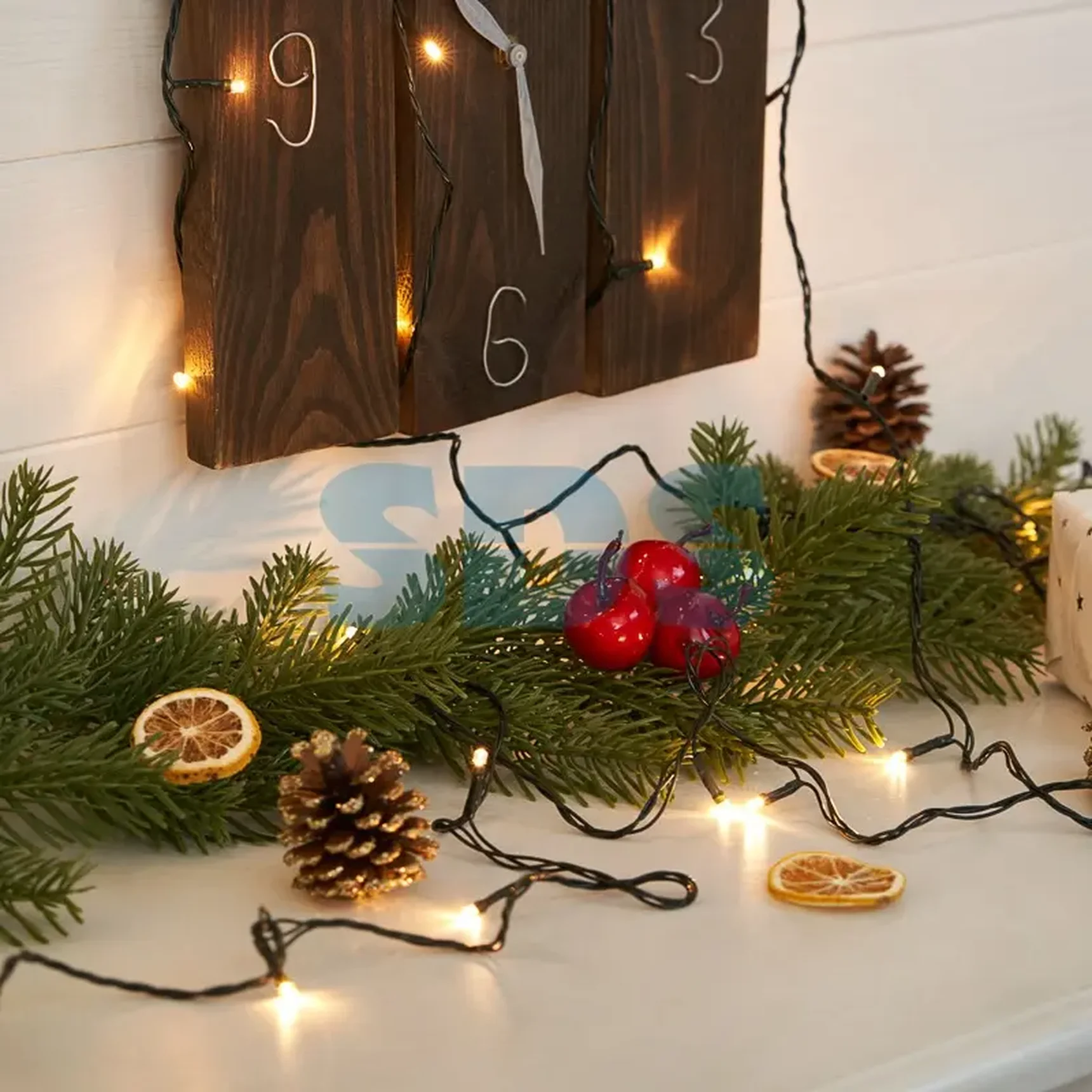 Гирлянда Твинкл Лайт 4 м, темно-зеленый ПВХ, 25 LED, цвет ТЕПЛЫЙ БЕЛЫЙ