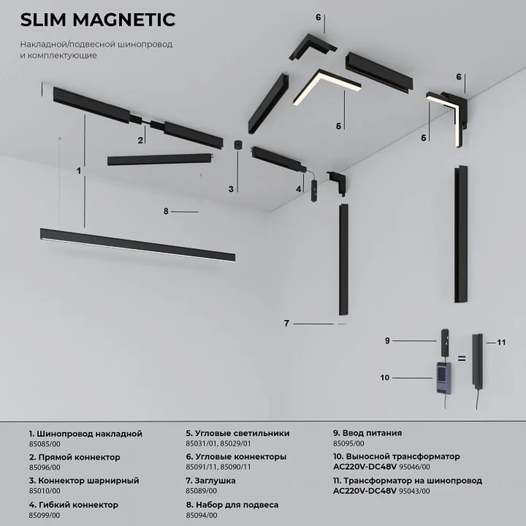 Slim Magnetic Трековый светильник 10W 4000K черный 85532/01