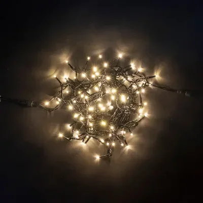 Гирлянда Нить 10м Тепло-Белая 24В, 100 LED, Провод Черный ПВХ, IP54
