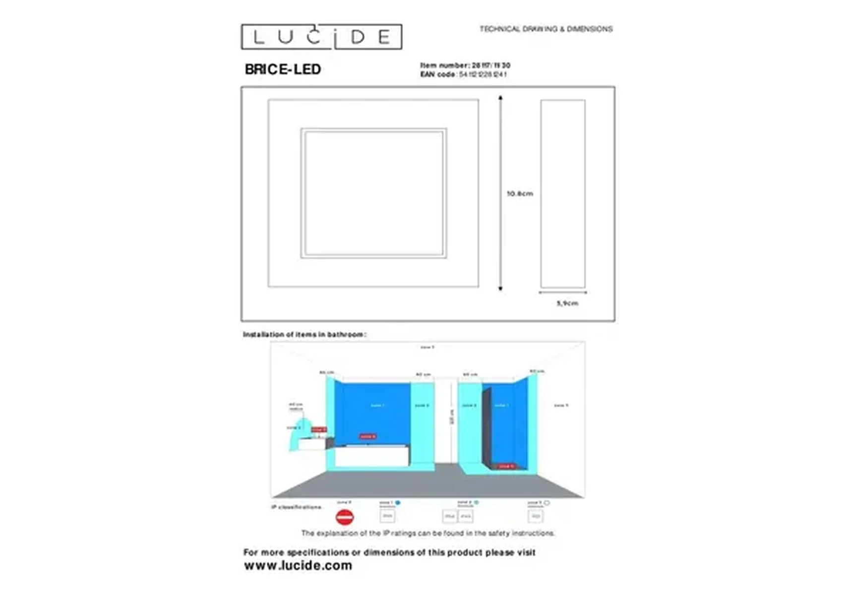 Потолочный светодиодный светильник Lucide Brice-Led 28117/11/30