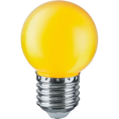 Лампа светодиодная LED 1Вт Е27 230В желтый NLL-G45-1-230-Y-E27 шарик цветной