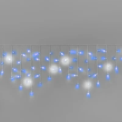 Гирлянда Бахрома INOXHUB 3х0.6м, мерцающая, 108 LED, 220В, IP65, белая резина 3.3мм, СИНИЙ+БЕЛЫЙ