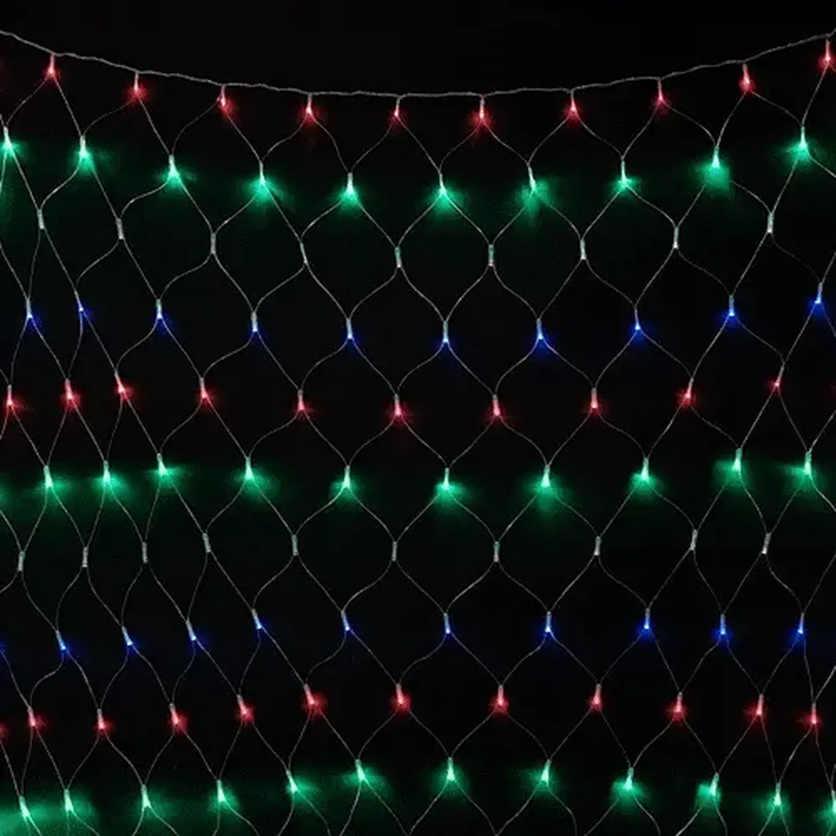 Светодиодная Сеть 2 x 3 м Разноцветная с Контроллером 220В, 384 LED, Провод Прозрачный ПВХ, IP54