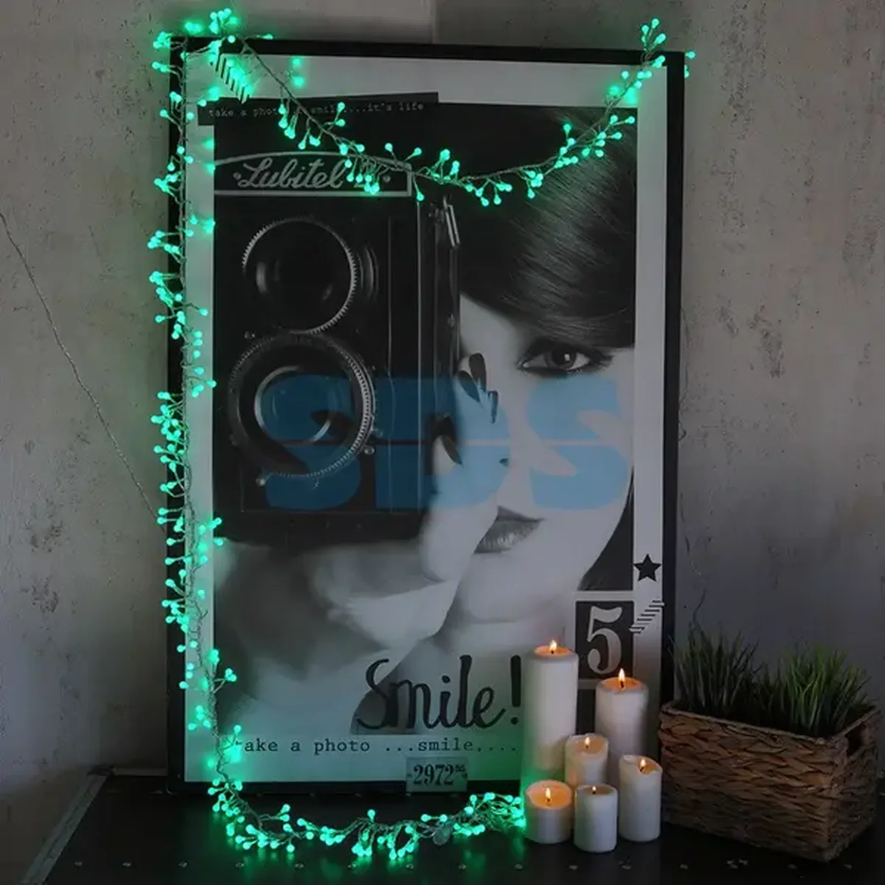 Гирлянда Мишура LED 3 м Прозрачный ПВХ, 288 диодов, цвет зеленый