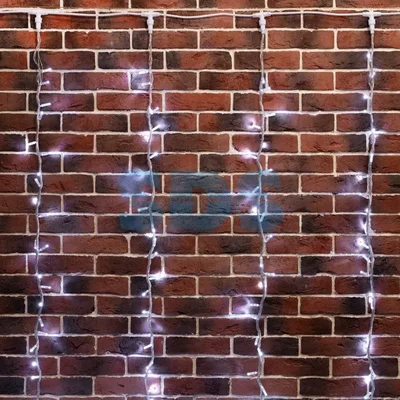 Гирлянда Светодиодный Дождь 2х3м, эффект водопада, Прозрачный провод, 24В, диоды БЕЛЫЕ, 240 LED