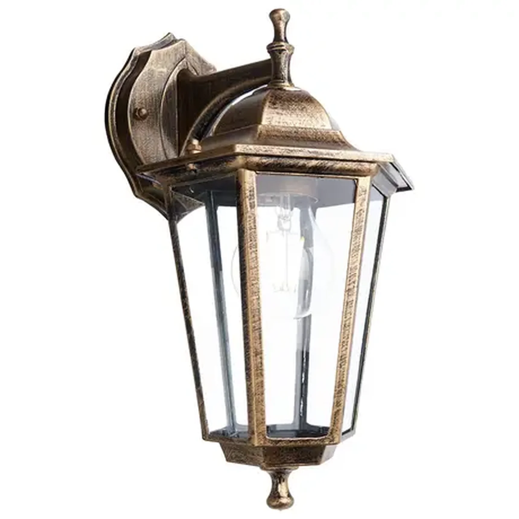 Светильник садово-парковый, 60W 230V E27 черное золото, 6102/PL6102 (на стену вниз)