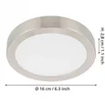 900583 Накладной светильник диммируемый FUEVA 5, 11W (LED), 3000K, ?160, сталь, матовый никель / пла