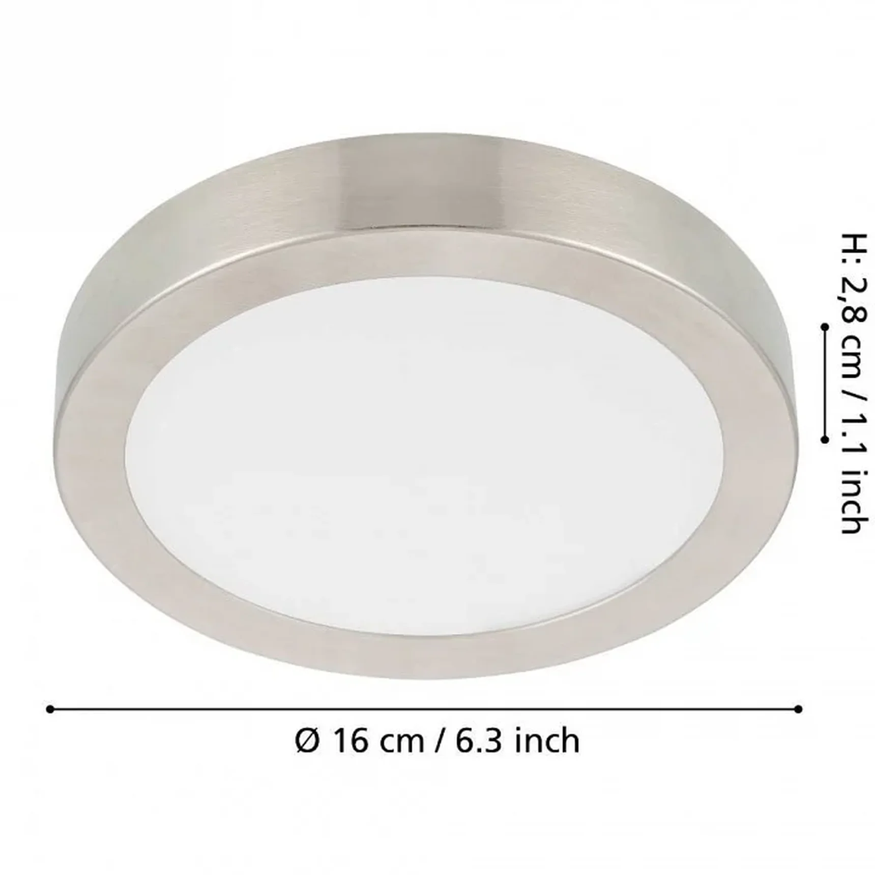 900583 Накладной светильник диммируемый FUEVA 5, 11W (LED), 3000K, ?160, сталь, матовый никель / пла