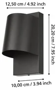 900691 Уличное бра STAGNONE, 1X4,6W (GU10-LED), 400lm, IP54, H205, алюминий, сталь, черный / стекло,